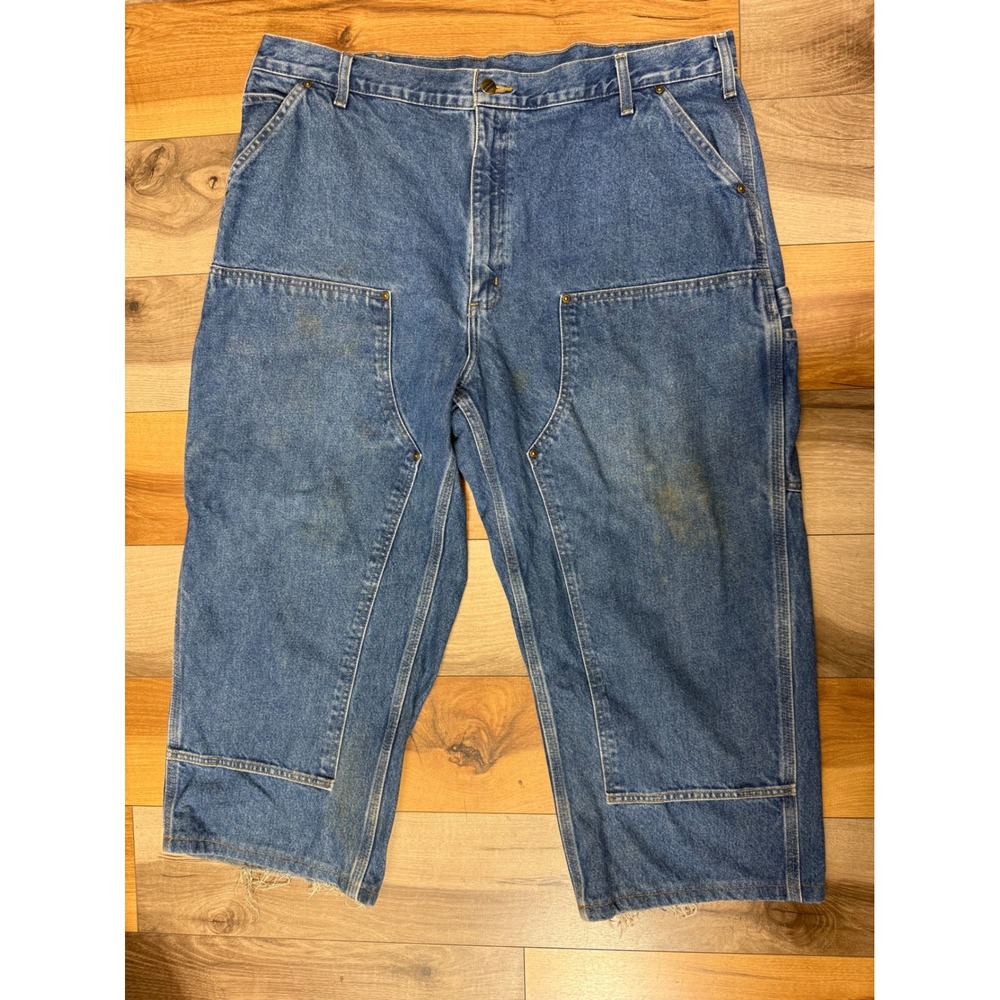 Carhartt Logger Jeans Mens 42x23 Blue Fair Double Front Work Pants B73 DST
